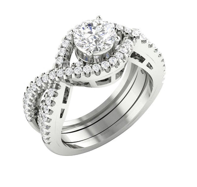 Diamond Wedding Solitaire Ring Sets I1 G 1.90 Carat 14K Yellow White Rose Gold