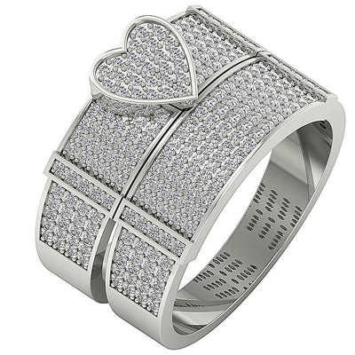 Heart Wedding Rings Bridal Set SI1 G 1.25 Carat Genuine Diamond 14k Gold