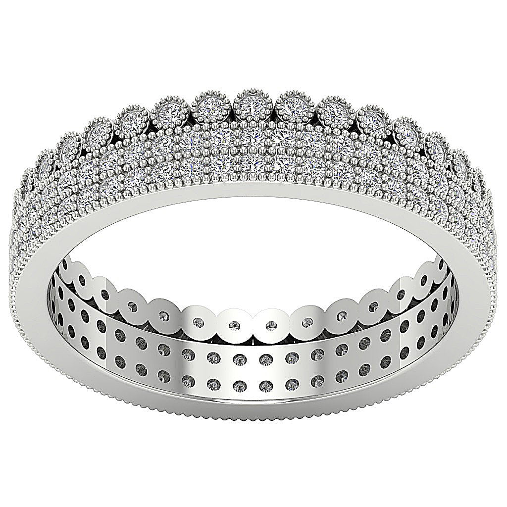 Natural Diamond I1 G 1.20 Ct Eternity Engagement Ring Prong Bezel Set 14k White Gold