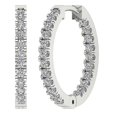 Prong Set Inside Outside Hoop Engagement Earrings Natural Diamond VS1/SI1/I1 G 1.00 Ct 18k/14k White Yellow Rose Gold