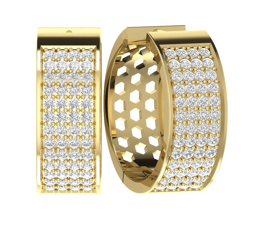 Natural Diamond Large Hoop Engagement Earrings VVS1/VS1/SI1/I1 1.25 Ct 18k/14k White Gold Prong Set