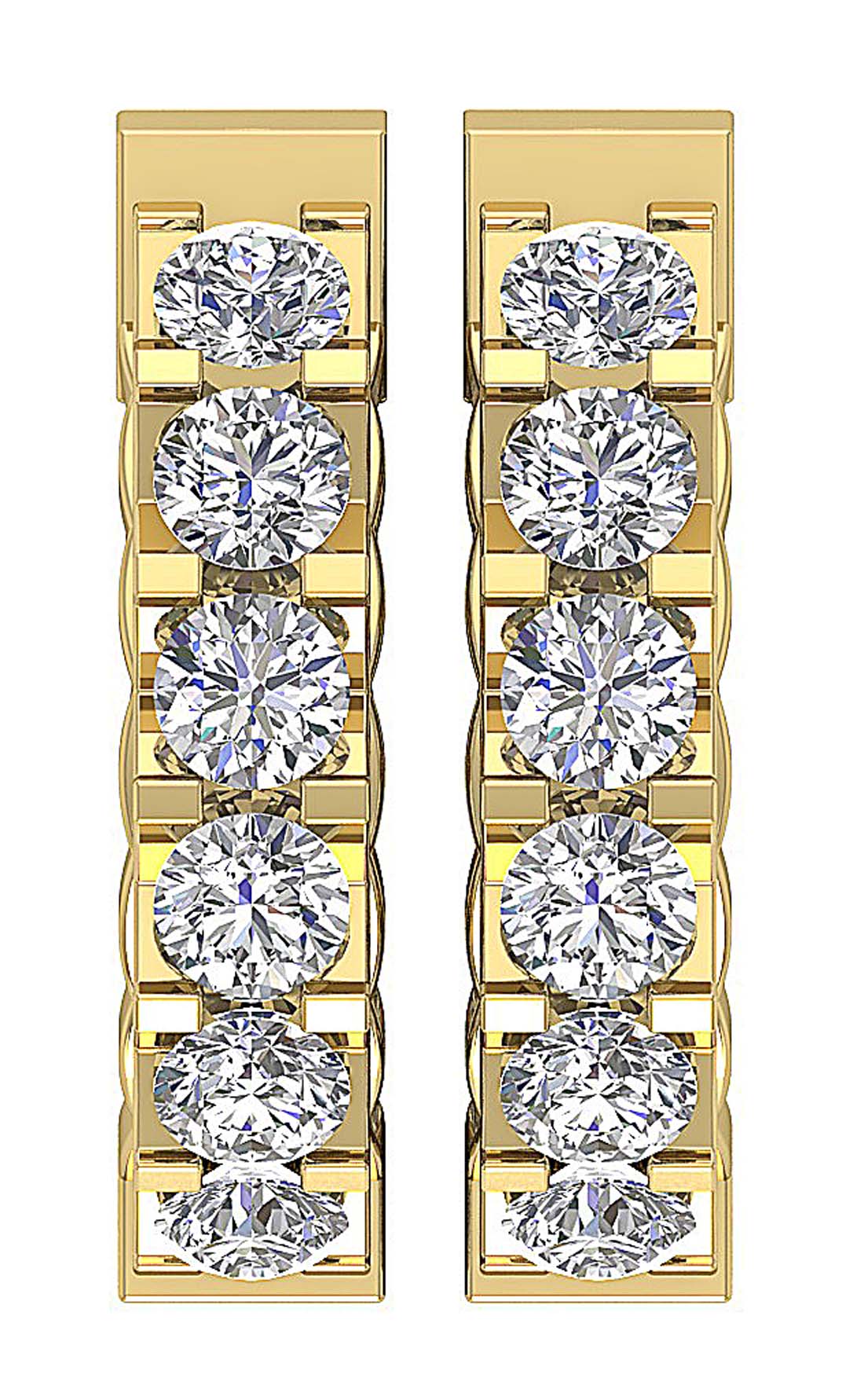 Designer Large Hoop Anniversary Earrings Round Diamond SI1/I1 G 3.50 Ct 18k/14k Solid Gold Prong Set