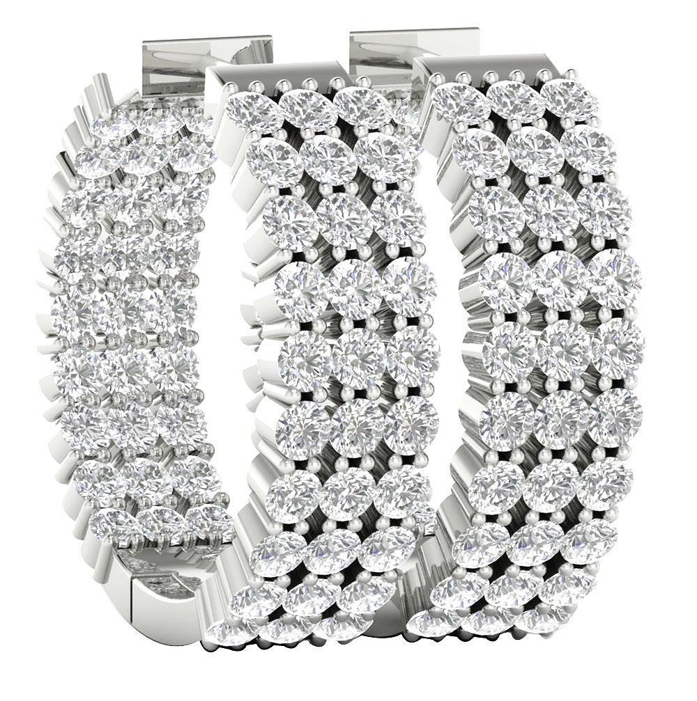 Inside Outside Large Hoop Wedding Earrings Genuine Diamond VVS1/VS1/SI1/I1 2.00 Ct 18k/14k Solid Gold Prong Set