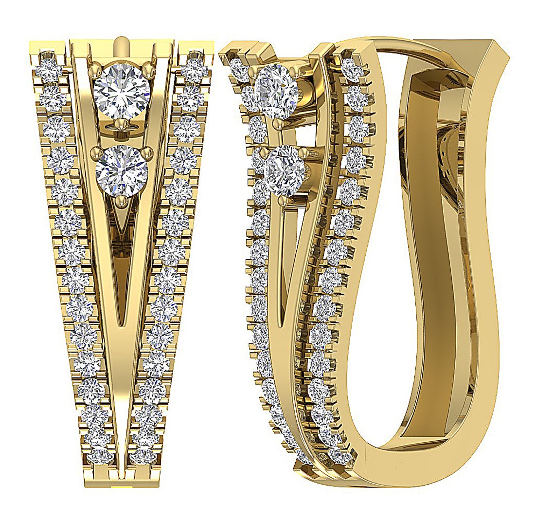 VS1/SI1/I1 G 1.00 Ct Large Hoop Engagement Earrings Natural Diamond 18k/14k White Yellow Rose Gold Prong Set