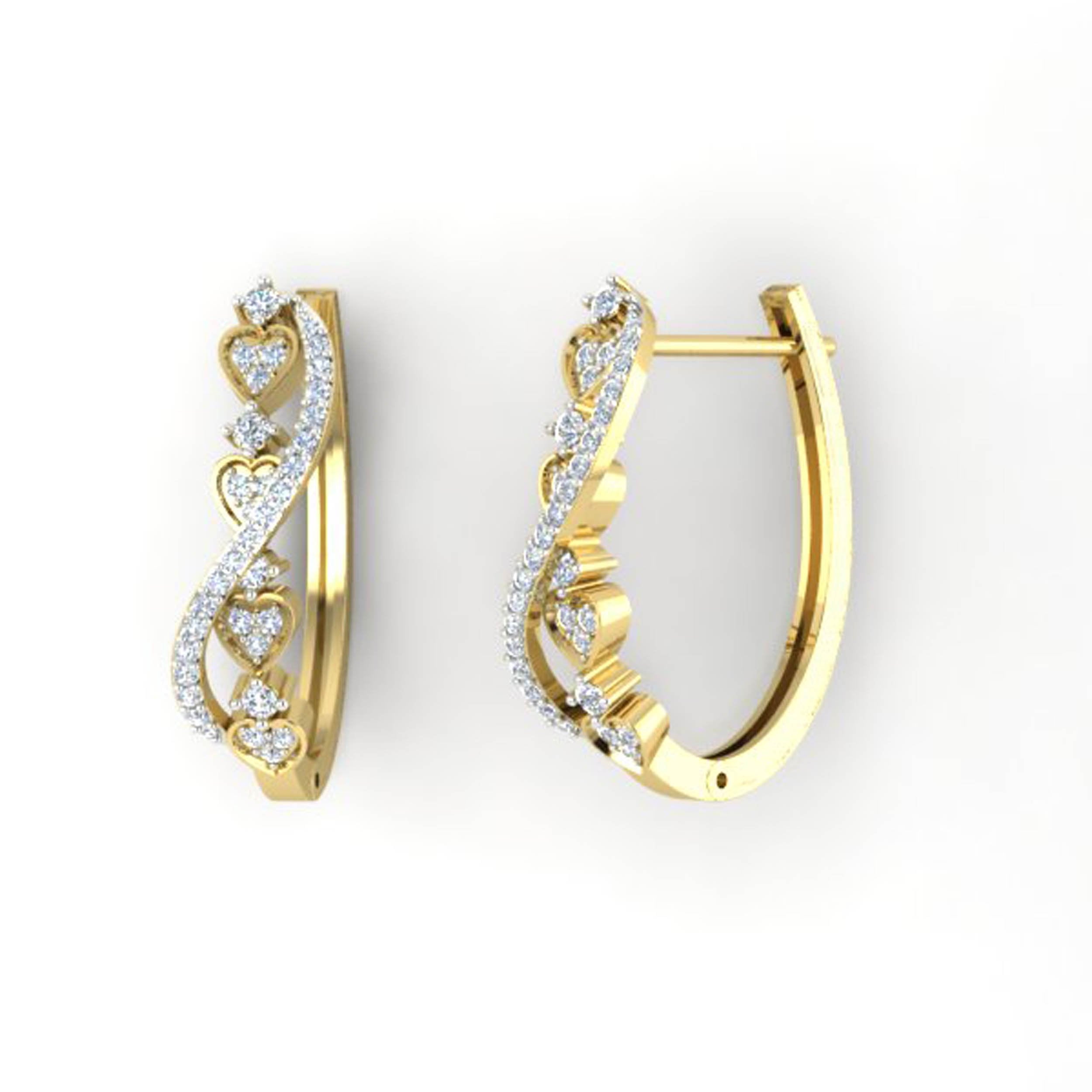 Prong Set Medium Hoops Wedding Earrings Genuine Diamond SI1/I1 G 0.70 Ct 18k/14k White Yellow Rose Gold