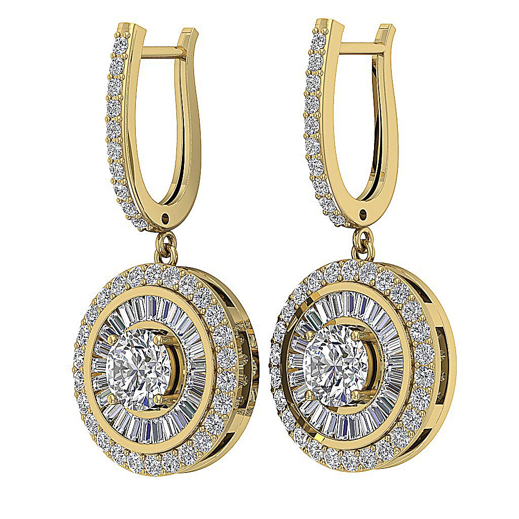 Chandelier Wedding Earring Genuine Diamond I1 G 3.40 Ct 14k Solid Gold Prong Channel Set