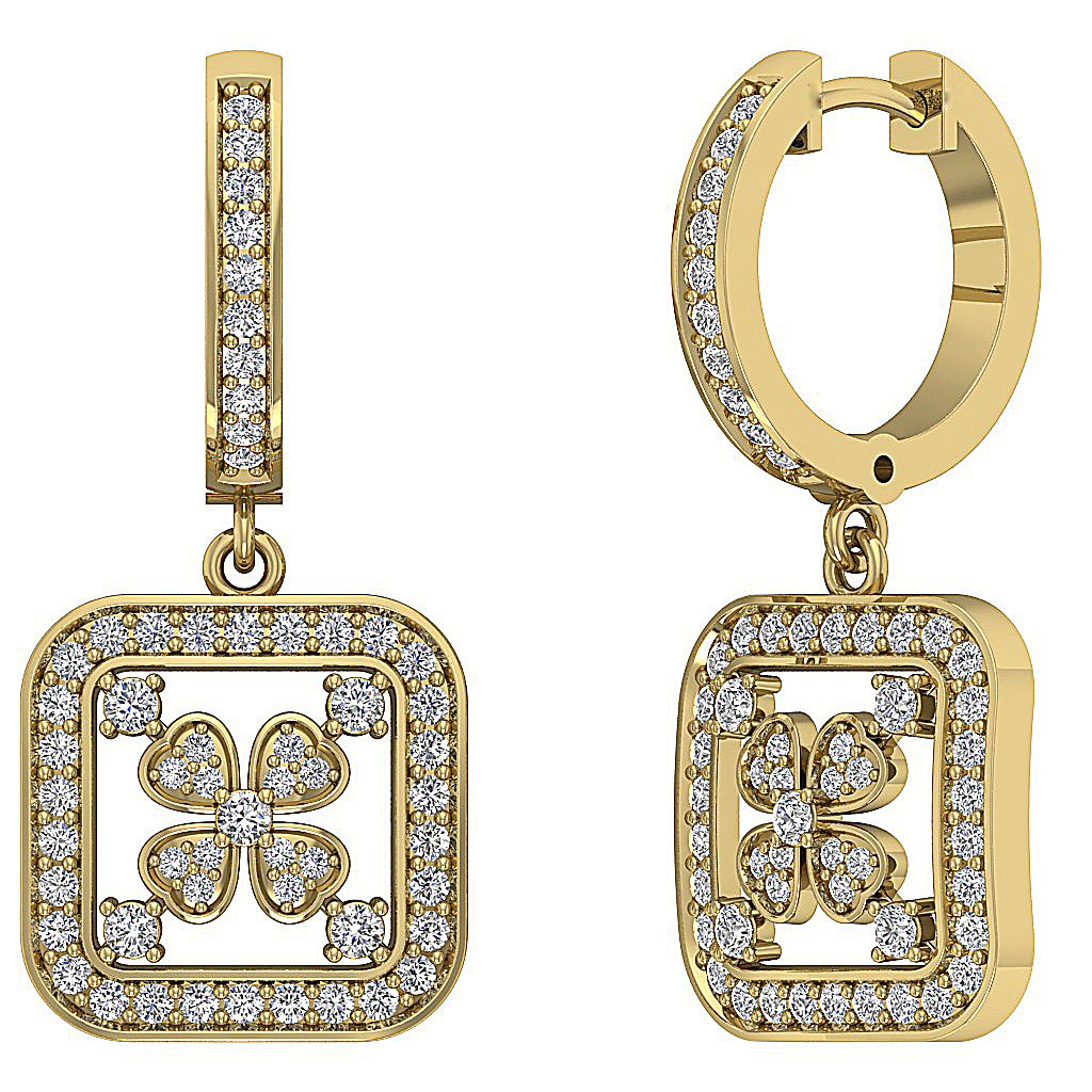 Prong Set Dangle Wedding Earrings Genuine Diamond VVS1/VS1/SI1/I1 G 1.50 Ct 18k/14k White Yellow Rose Gold