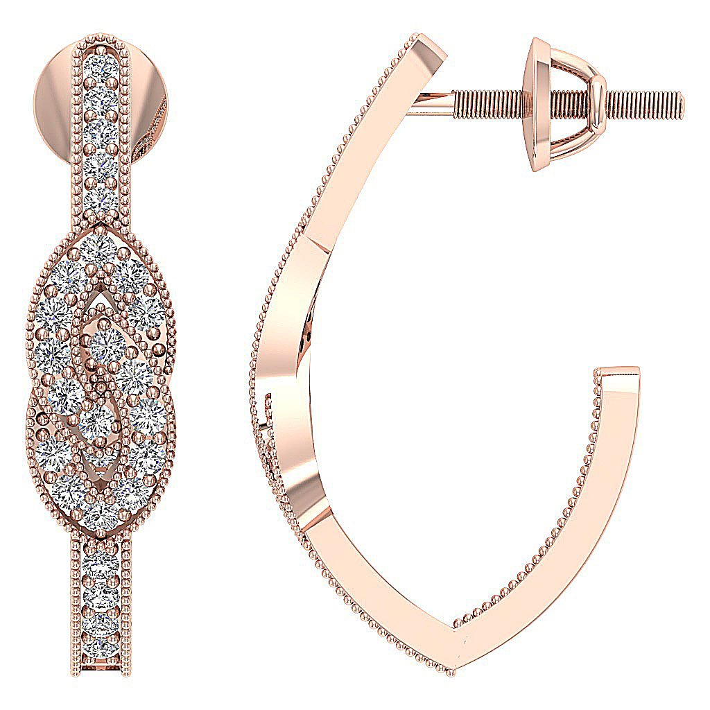 Prong Set Fashion Engagement Earrings Natural Diamond SI1/I1 G 0.90 Ct 18k/14k White Yellow Rose Gold