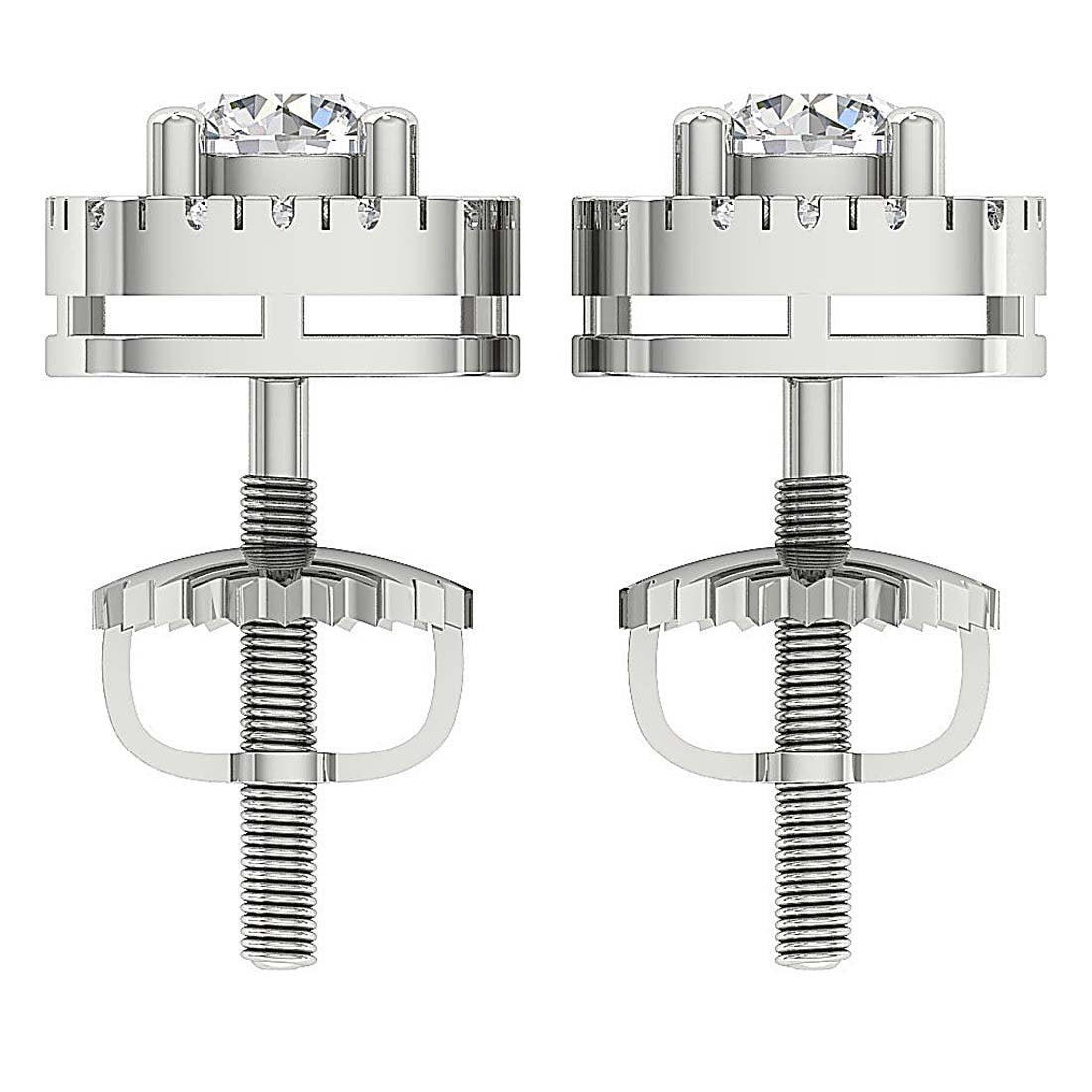 14k Solid Gold Genuine Diamond SI1/I1 G 1.10 Ct Halo Solitaire Studs Earrings
