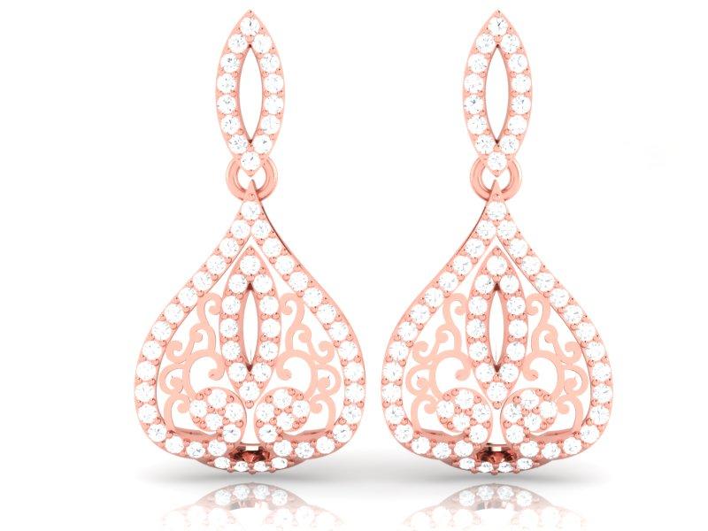 Chandelier Anniversary Earrings Round Diamond SI1/I1 G 2.50 Ct 18k/14k Solid Gold Prong Set