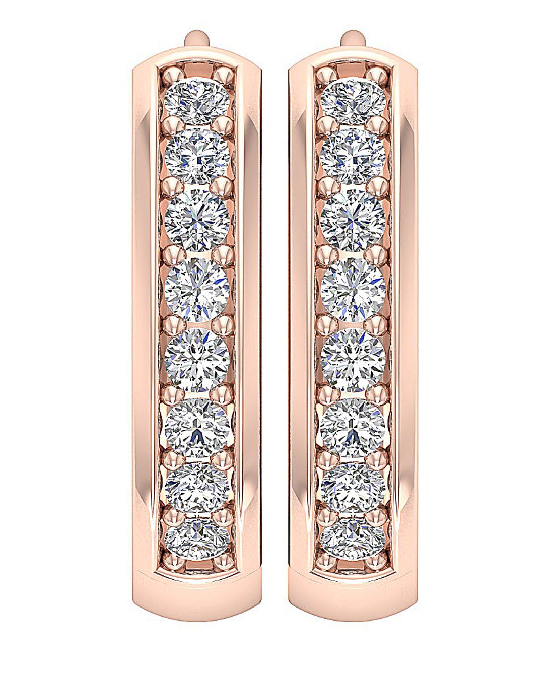 SI1/I1 G 0.30 Ct Inside Outside Hoop Engagement Earrings Natural Diamond 18k/14k Yellow Gold Prong Set