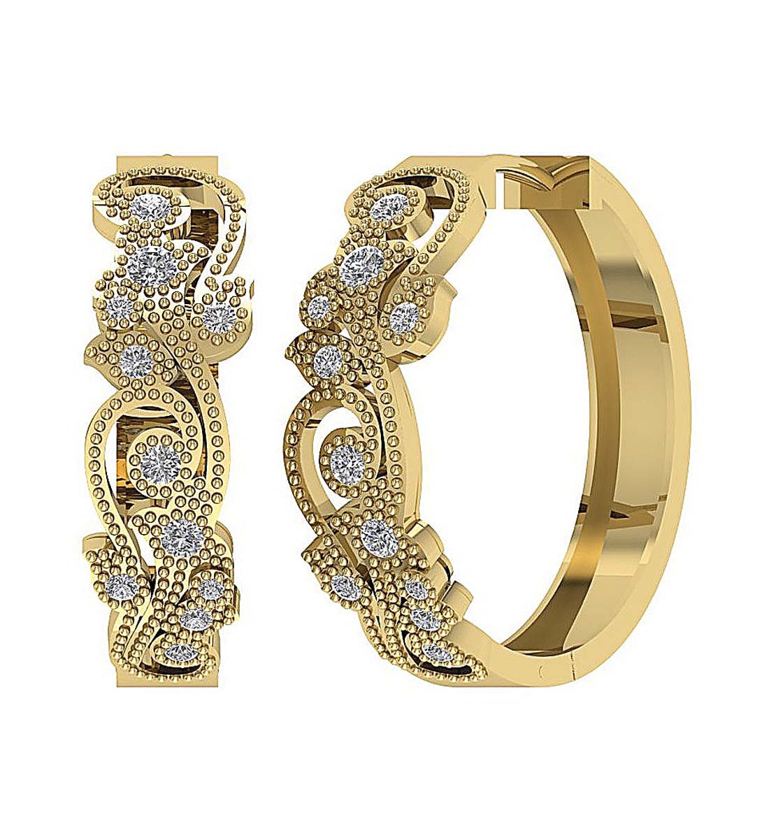 Prong Set Tiny Hoop Anniversary Earrings Round Diamond SI1/I1 G 0.45 Ct 18k/14k White Yellow Rose Gold