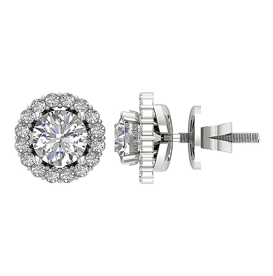 14k Solid Gold Genuine Diamond SI1/I1 G 2.11 Ct Removable Jacket Studs Earrings