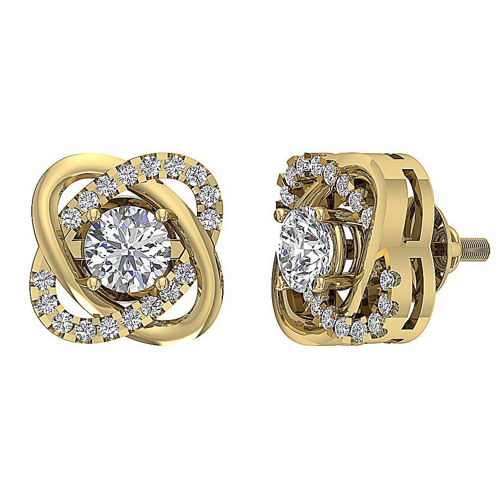 18k/14k Rose Gold Solitaire Studs Engagement Earrings Natural Diamond SI1/I1 G 0.75 Ct Prong Set