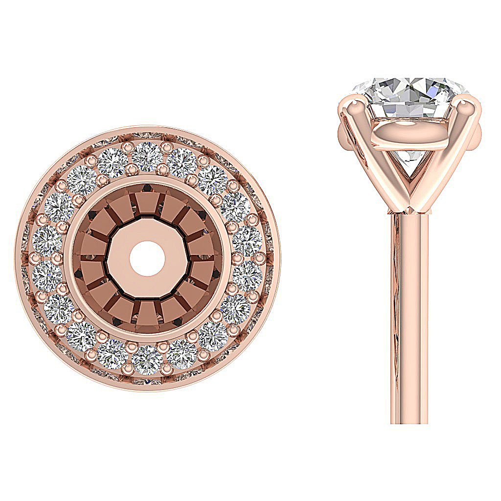 14k Solid Gold Natural Diamond VS1/SI1/I1 G 1.50 Ct Removable Jacket Studs Earrings