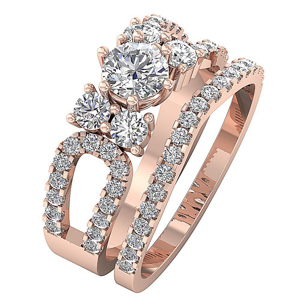 Solitaire Diamond Engagement Ring Sets I1 G 2.00 Carat Prong Set 8.40MM