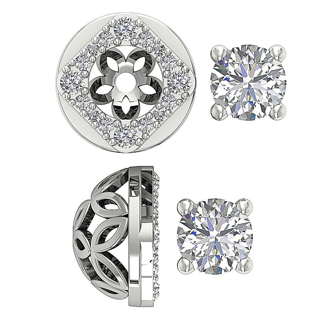 Designer Halo Solitaire Studs Earrings SI1 G 1.50 Ct 14k/18k Solid Gold Natural Diamond