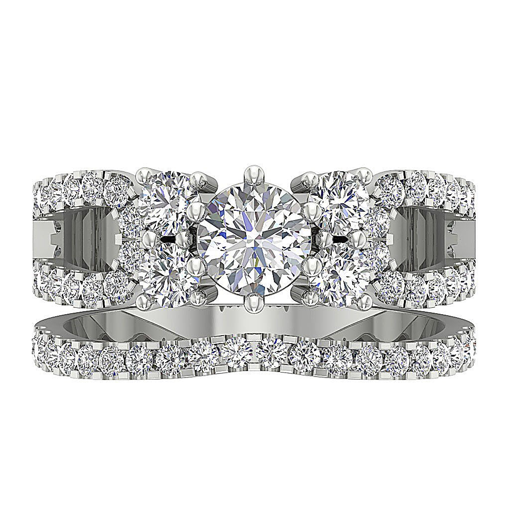 Solitaire Diamond Engagement Ring Sets I1 G 2.00 Carat Prong Set 8.40MM