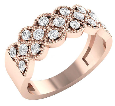 Rose Gold Fashion Round Diamond Ring Prong Set SI1 G 0.70 Ct 7.80 MM