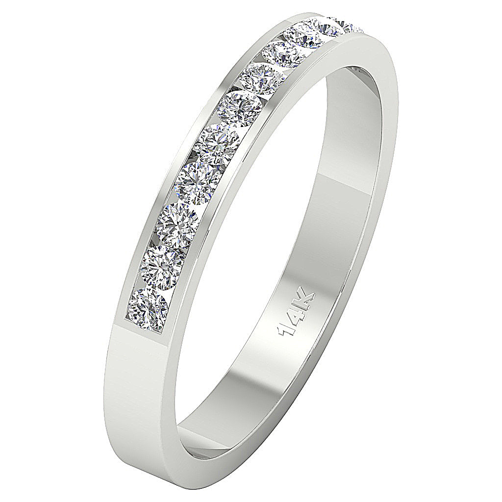 Wedding Ring Genuine Diamond I1 G 0.40 Carat 14K Solid Gold Channel Set