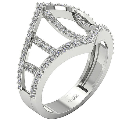 Prong Set 14K White Gold Designer Fashion Engagement Ring Natural Diamond I1 G 0.70 Ct