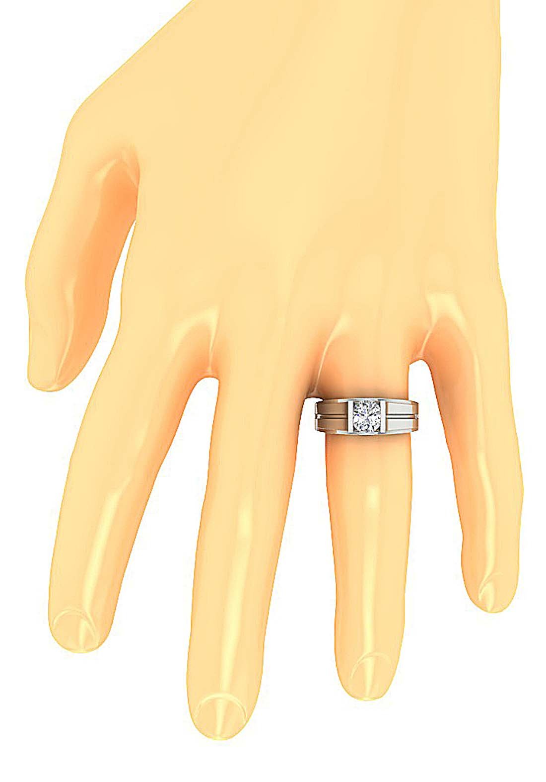 Natural Diamond Men Solitaire Engagement Ring I1 G 1.00 Ct Bar Set 14k White Gold 7.50 MM