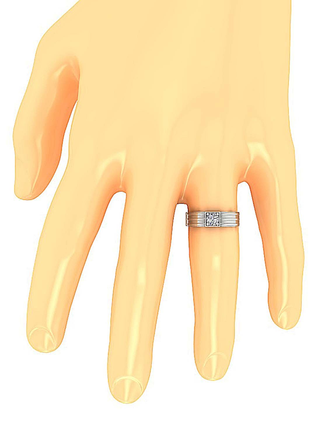 SI1/I1 G 0.75 Ct 14k White Gold Men Solitaire Anniversary Ring Round Diamond Prong Set 6.90 MM