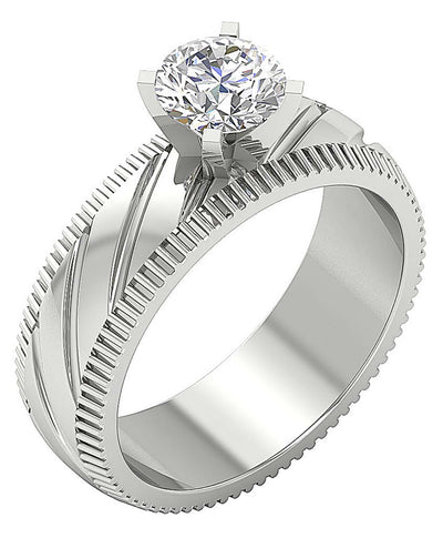 6.50 MM 14K White Gold Solitaire Wedding Ring Genuine Diamond I1 G 1.00 Carat Prong Set