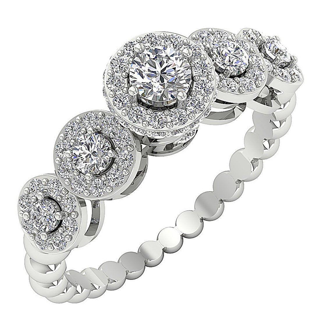 Designer Halo Solitaire Round Cut Diamond Fashion Ring SI1 G 1.10 Ct Prong Set 7.30 MM
