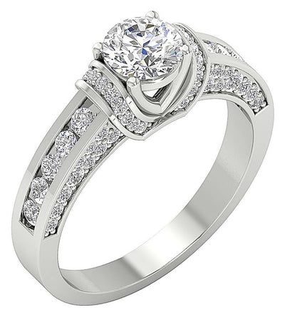 Designer Wedding Natural Diamond Ring 14K Solid Gold Round Cut SI1 G 1.75 Carat