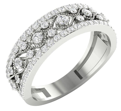 Natural Diamond Designer Engagement Ring SI1 G 0.75 Ct 14k Solid Gold Prong Set 6.35 MM