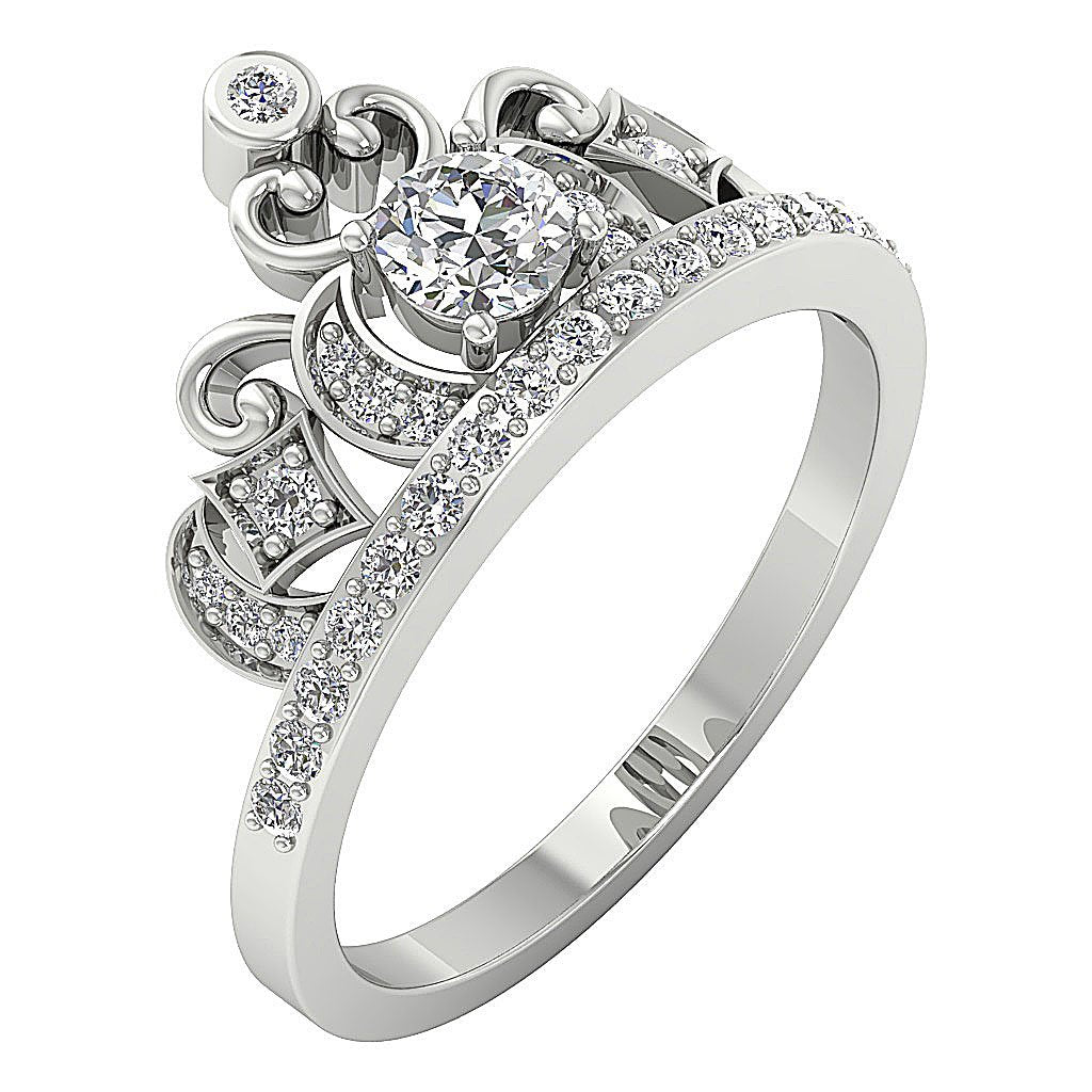 11.20 MM Solitaire Engagement Ring I1 G 0.65 Ct Natural Diamond 14k White Gold Prong Bezel Set