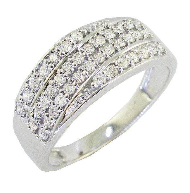 Genuine Diamond Designer Right Hand Wedding Ring I1 G 0.60 Ct 14k White Gold Prong Set