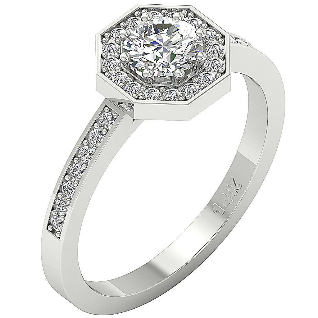 Prong Set SI1 G 0.80 Ct Halo Accent Solitaire Anniversary Ring Round Diamond 14k Rose Gold