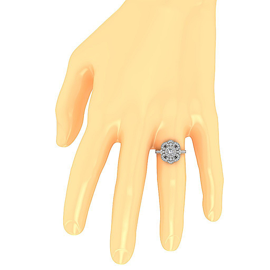 14k Rose Gold Halo Solitaire Anniversary Ring Round Diamond I1 G 1.20 Ct Prong Bezel Set