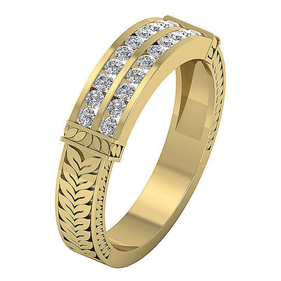 Round Diamond I1 G 0.50 Ct Anniversary Ring Prong Channel Set 14k Yellow Gold 5.20 MM