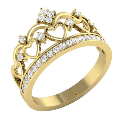 11.00 MM Anniversary Ring Crown Round Diamond I1 G 0.60 Ct Prong Set 14k White Gold