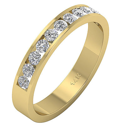 14K Rose Gold Engagement Ring Genuine Diamond I1 G 0.75 Ct Channel Set