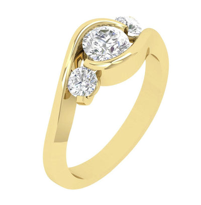 3 Stone Engagement Natural Diamond Ring SI1 G 1.00 Carat 7.80 MM Prong & Bezel Set
