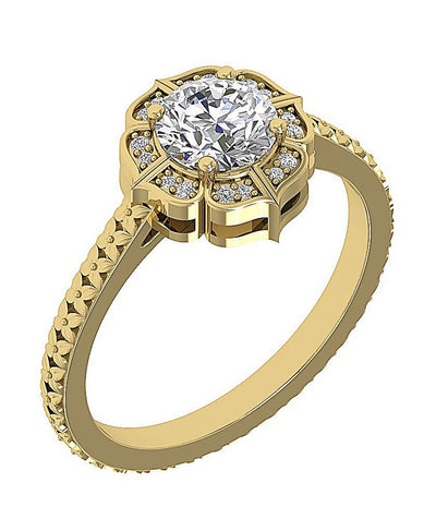I1 G 1.15 Ct Halo Solitaire Anniversary Ring Round Diamond Prong Set 14k White Gold 11.00 MM