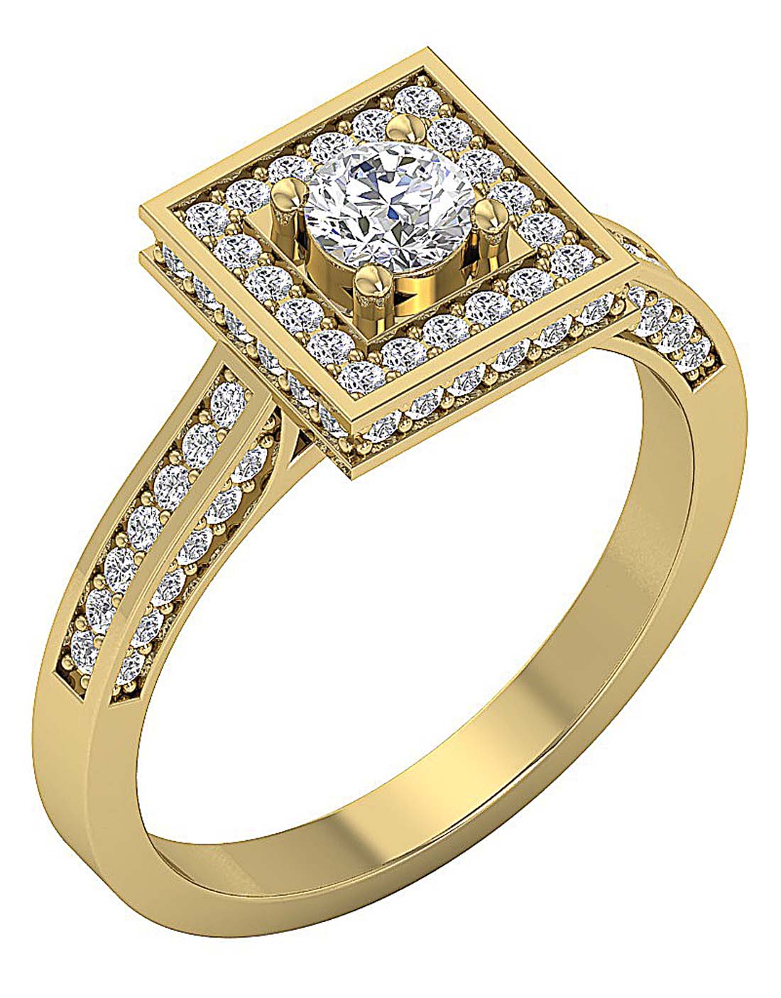 9.40 MM Square Halo Solitaire Anniversary Ring I1 G 1.20 Ct Round Diamond 14k White Gold