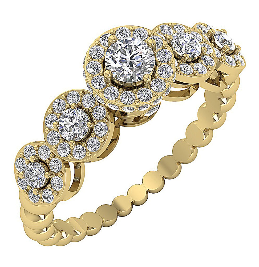 Designer Halo Solitaire Round Cut Diamond Fashion Ring SI1 G 1.10 Ct Prong Set 7.30 MM