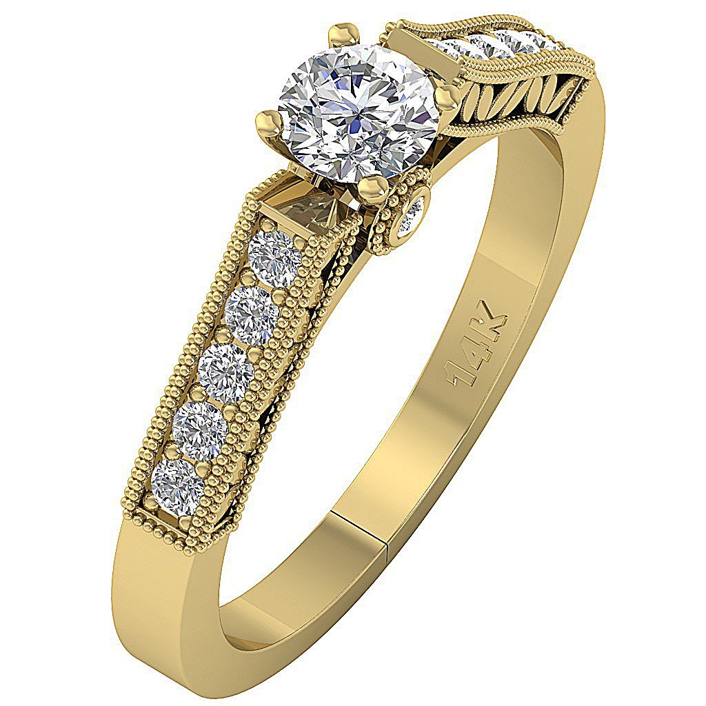 14kYellowGoldSideViewSolitaireRingNaturalDiamondBezelSet
