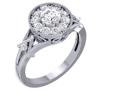 Diamond For Good Halo Engagement Solitaire Ring SI1 G 1.10 Carat Genuine Diamond 14K Gold